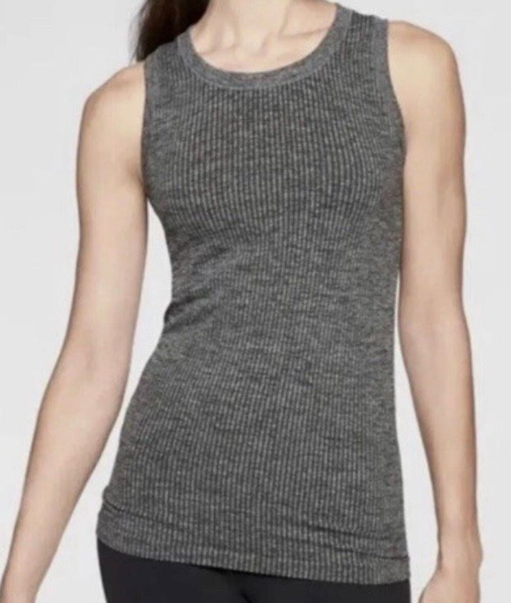 Athleta Renew Gray Seamless Stretch TANK TOP sz M